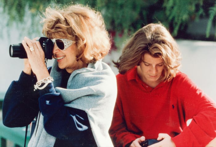 Campbell on location with assistant Julie Stern.